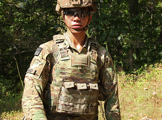 Female Soldier wearing a Modular Scalable Vest (MSV)