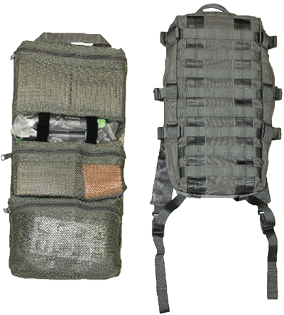 Survival Kit, Ready Access, Modular (SKRAM) system (survival gear depicted as an example and is not included)